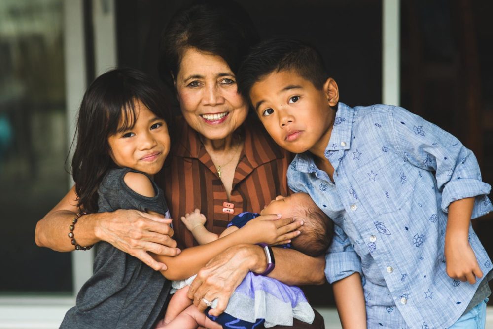 Grandma spends time with her grandkids.