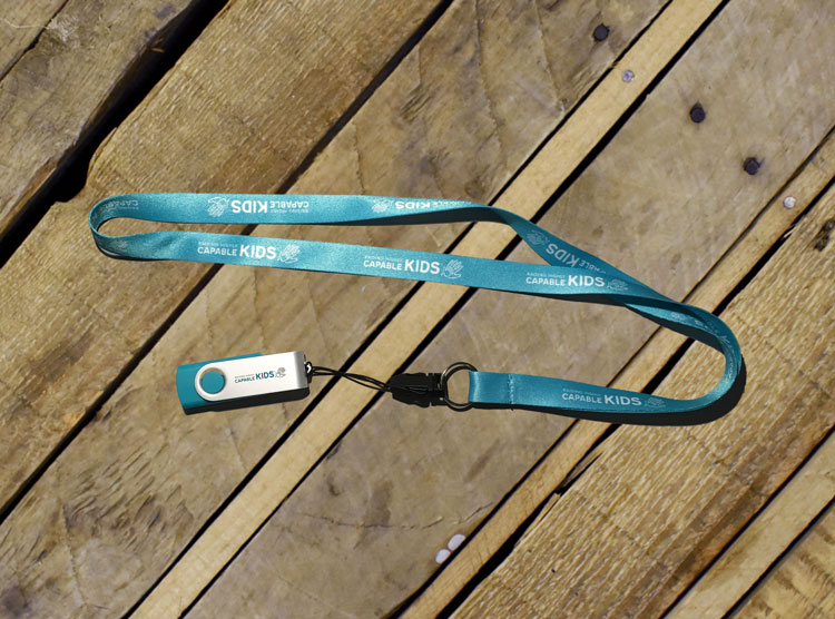 Branded USB flash drive with lanyard