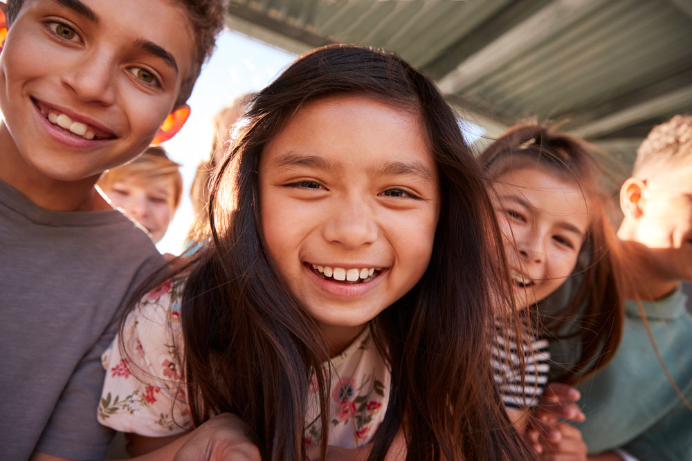 Elementary school kids smiling