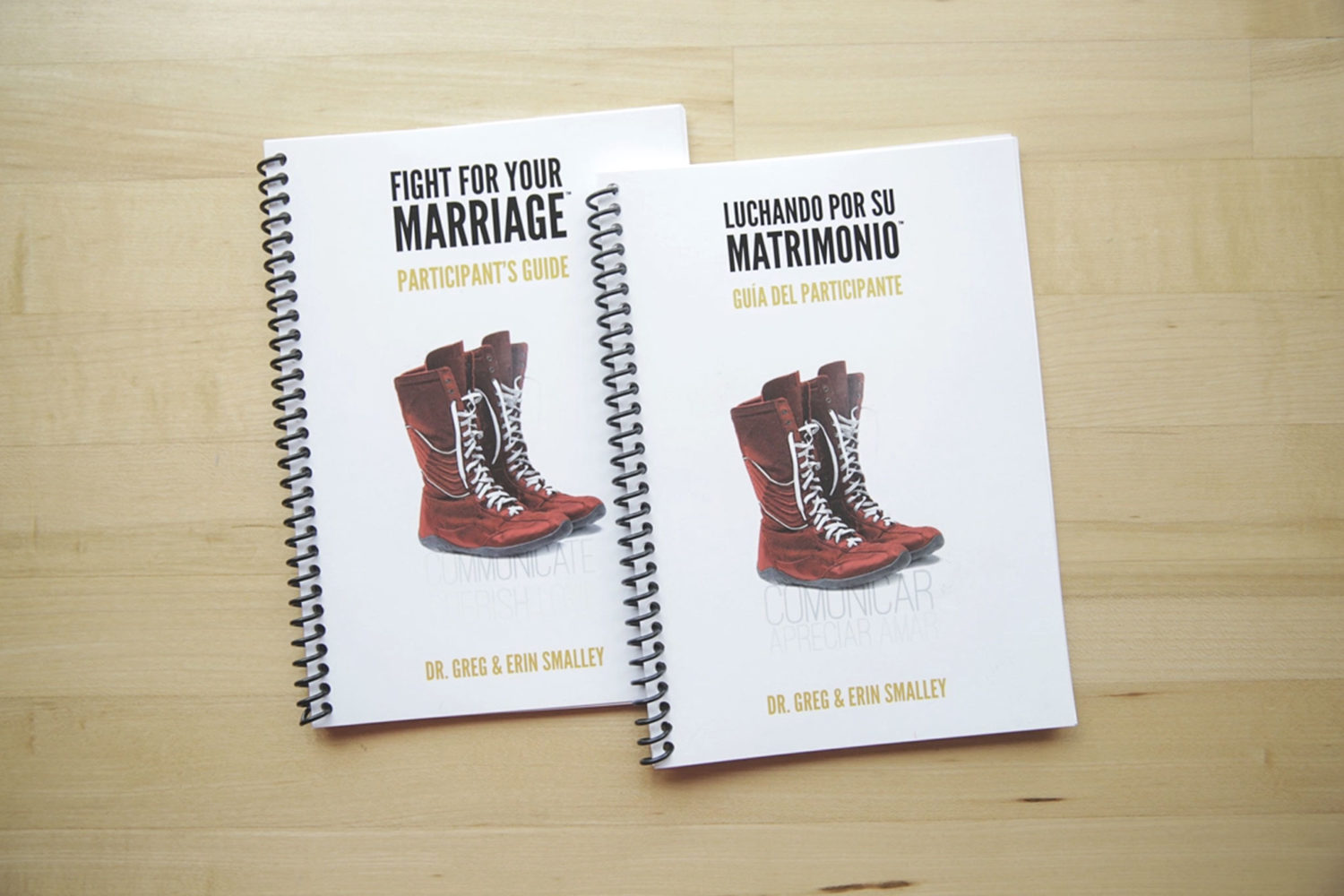 English and Spanish versions of the Fight for Your Marriage Participant Guide