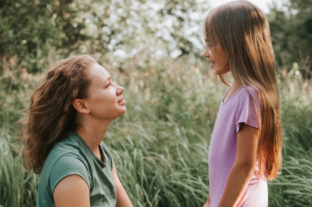 Daughter talking with daughter about boundaries