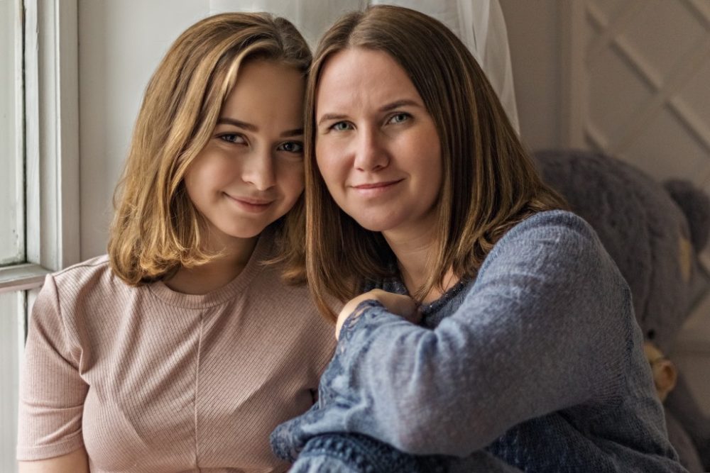 Mom and daughter talking about boundaries