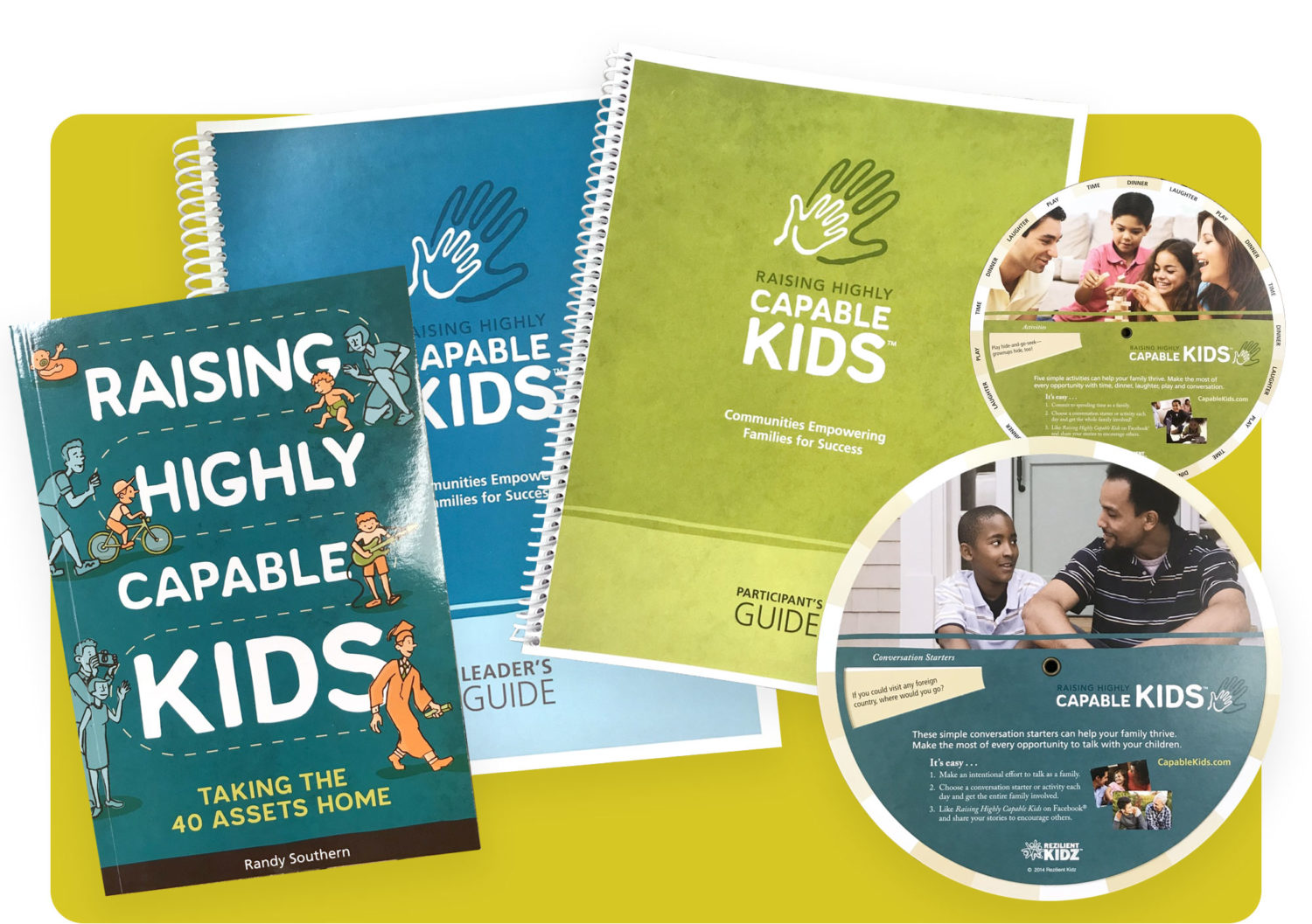Program training guides, book, and activity wheel.